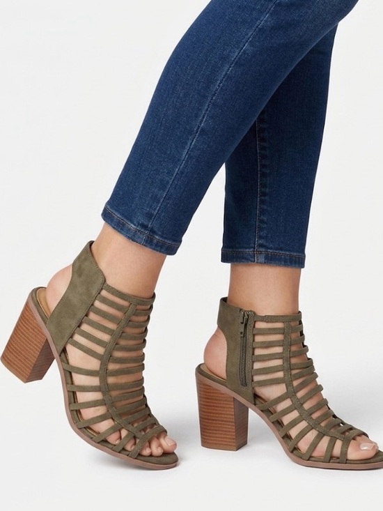 Corkys Shoes - Corkys Olive Strappy Block Heel Sandals